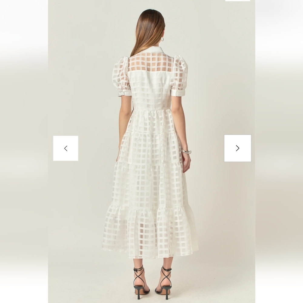 English Factory Gridded Organza Tiered Maxi Dress - Picture 4 of 5